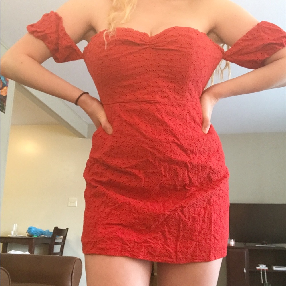 Off-the-shoulder Red Dress